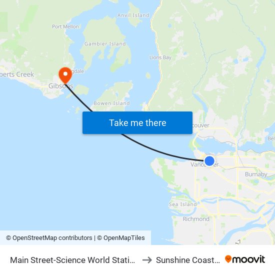 Main Street-Science World Station to Sunshine Coast F map