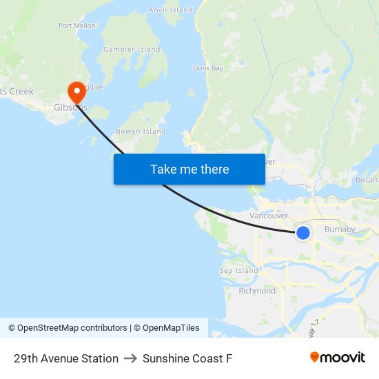 29th Avenue Station to Sunshine Coast F map