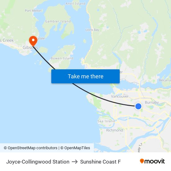 Joyce-Collingwood Station to Sunshine Coast F map