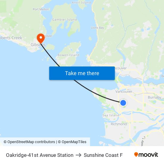 Oakridge-41st Avenue Station to Sunshine Coast F map