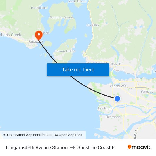 Langara-49th Avenue Station to Sunshine Coast F map