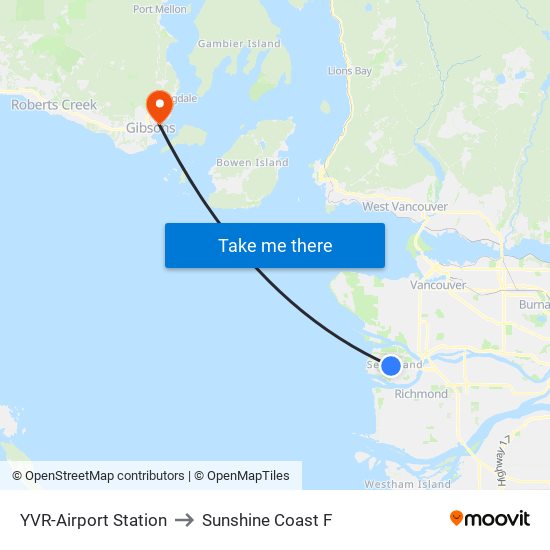YVR-Airport Station to Sunshine Coast F map
