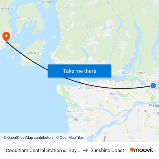 Coquitlam Central Station @ Bay 6 to Sunshine Coast F map