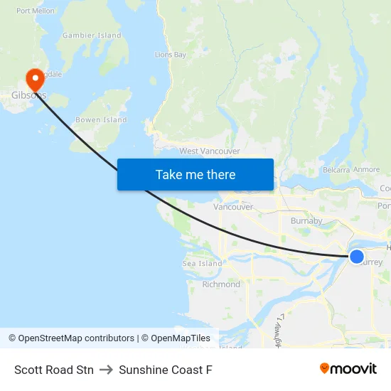 Scott Road Stn to Sunshine Coast F map
