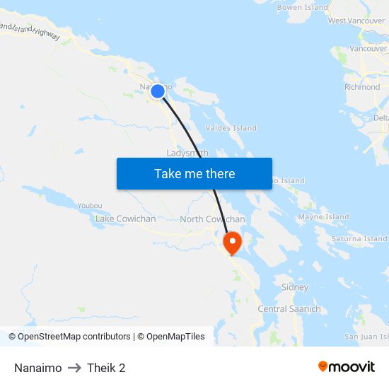 Nanaimo to Theik 2 map