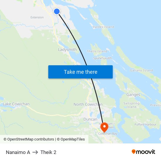 Nanaimo A to Theik 2 map