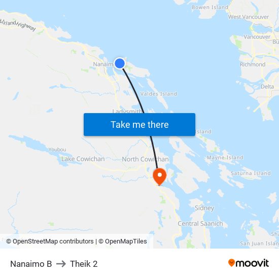 Nanaimo B to Theik 2 map