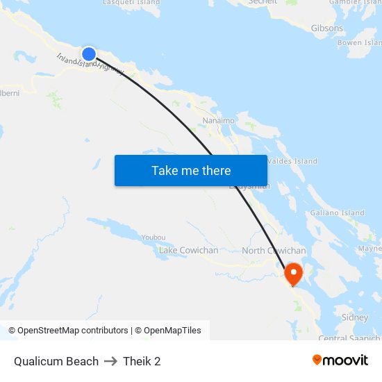 Qualicum Beach to Theik 2 map