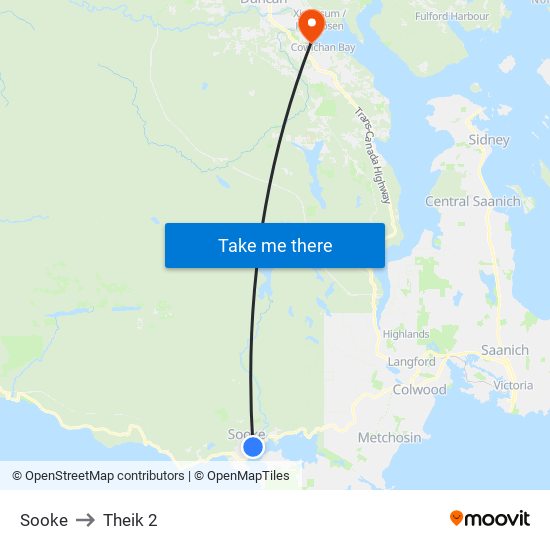 Sooke to Theik 2 map