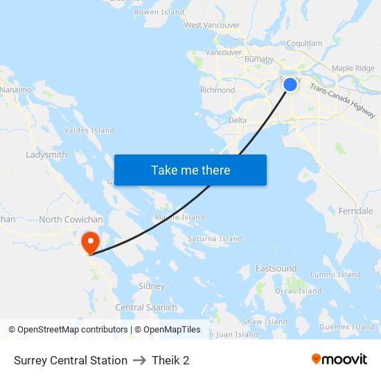 Surrey Central Station to Theik 2 map