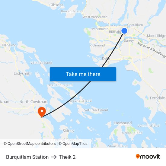 Burquitlam Station to Theik 2 map