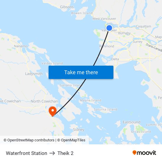 Waterfront Station to Theik 2 map