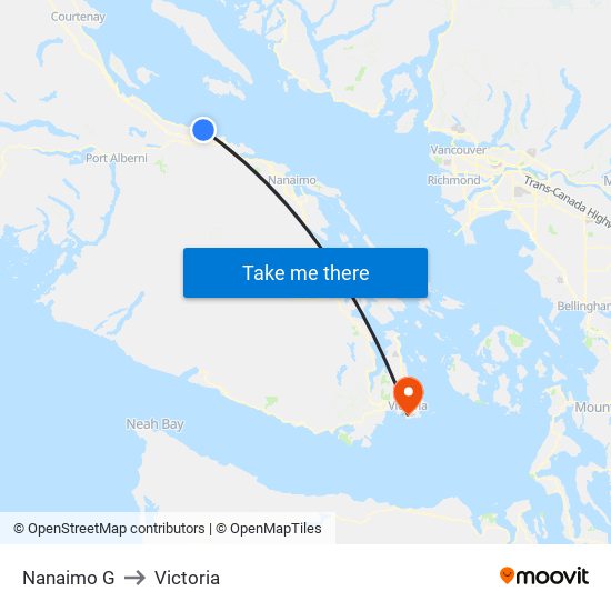 Nanaimo G to Victoria map