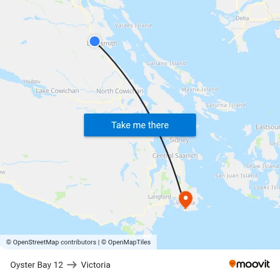 Oyster Bay 12 to Victoria map