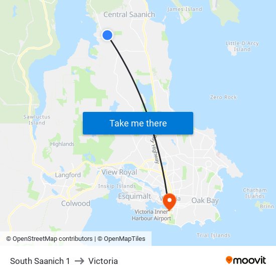 South Saanich 1 to Victoria map