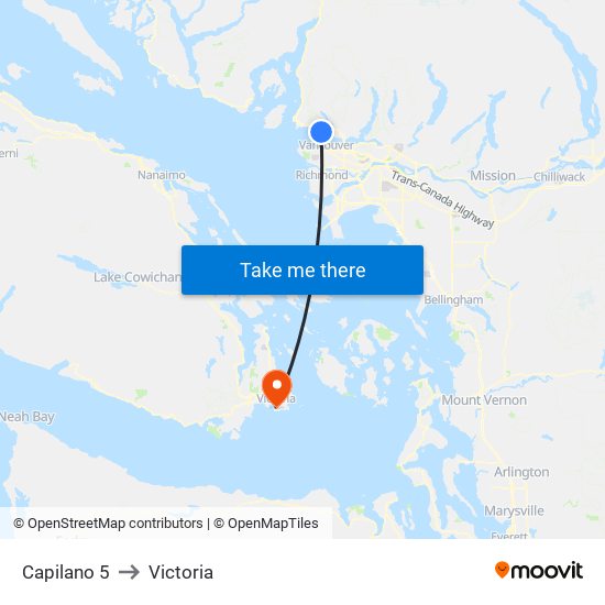 Capilano 5 to Victoria map