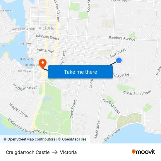 Craigdarroch Castle to Victoria map