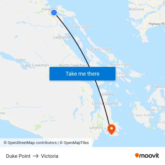 Duke Point to Victoria map