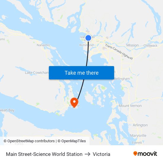 Main Street-Science World Station to Victoria map