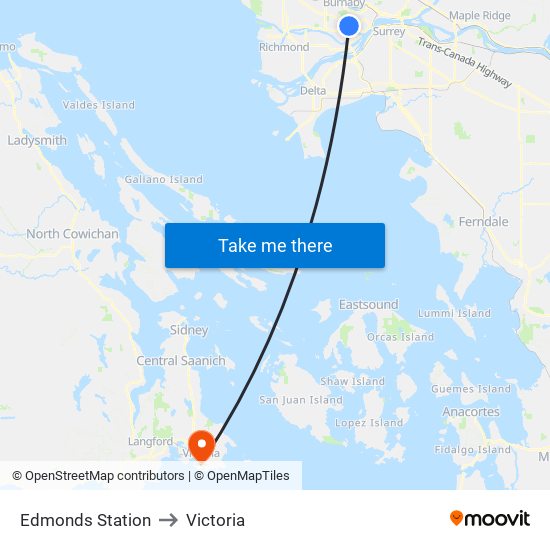 Edmonds Station to Victoria map