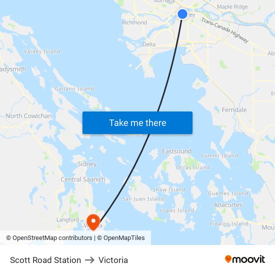 Scott Road Station to Victoria map