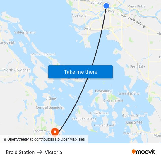 Braid Station to Victoria map