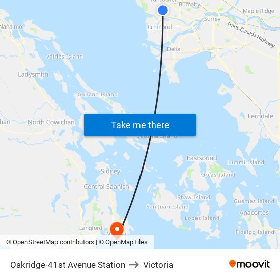 Oakridge-41st Avenue Station to Victoria map