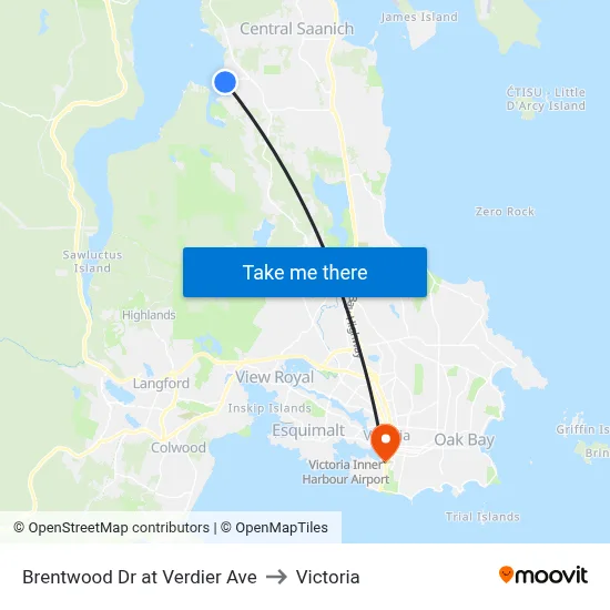 Brentwood Dr at Verdier Ave to Victoria map