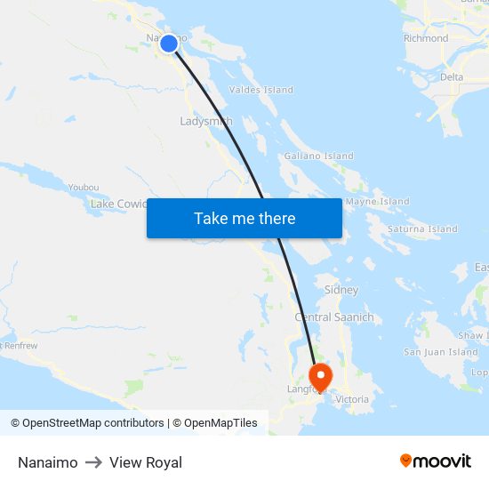 Nanaimo to View Royal map