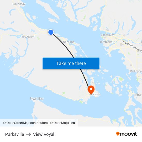 Parksville to View Royal map