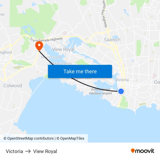 Victoria to View Royal map