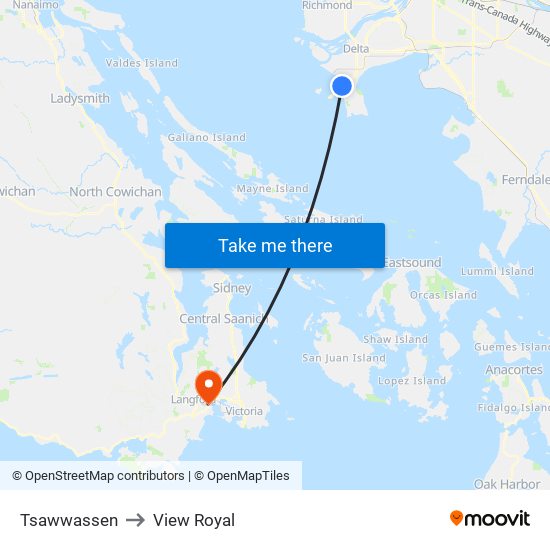 Tsawwassen to View Royal map