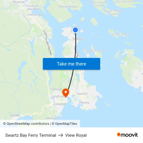 Swartz Bay Ferry Terminal to View Royal map