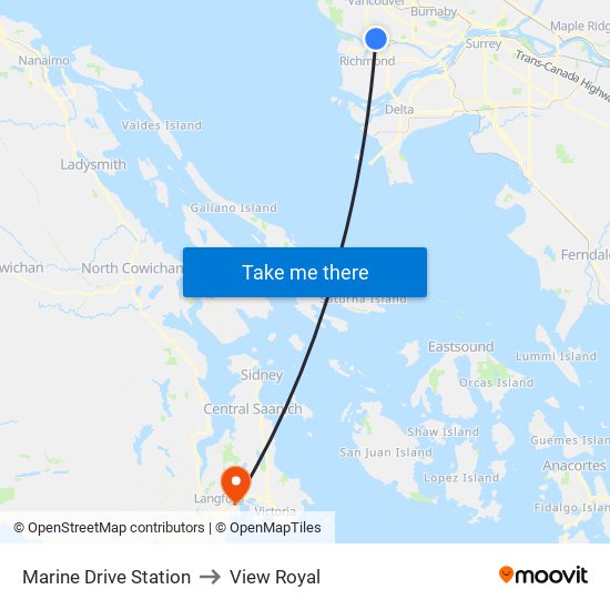 Marine Drive Station to View Royal map