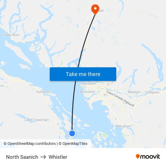 North Saanich to Whistler map