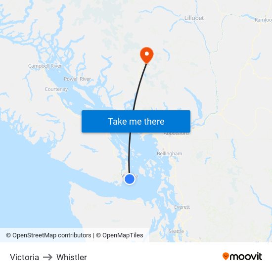 Victoria to Whistler map