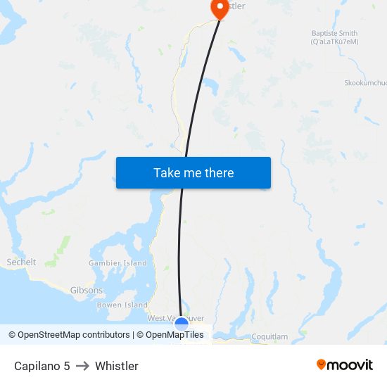 Capilano 5 to Whistler map