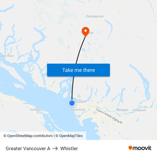 Greater Vancouver A to Whistler map