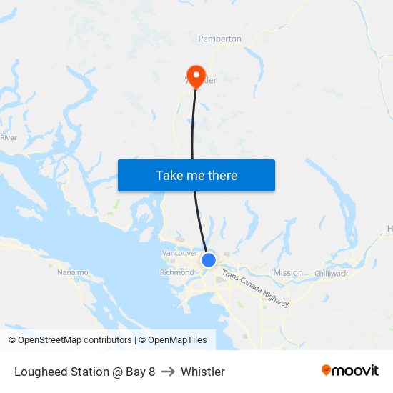 Lougheed Station @ Bay 8 to Whistler map