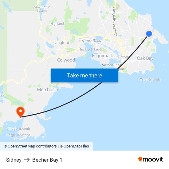 Sidney to Becher Bay 1 map