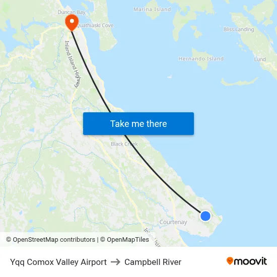 Yqq Comox Valley Airport to Campbell River map