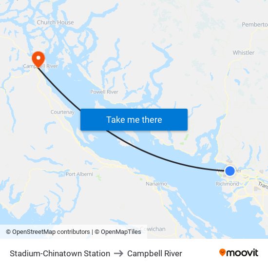 Stadium-Chinatown Station to Campbell River map