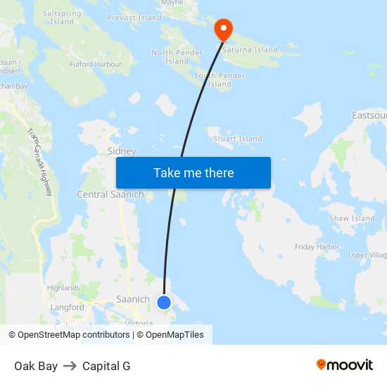 Oak Bay to Capital G map