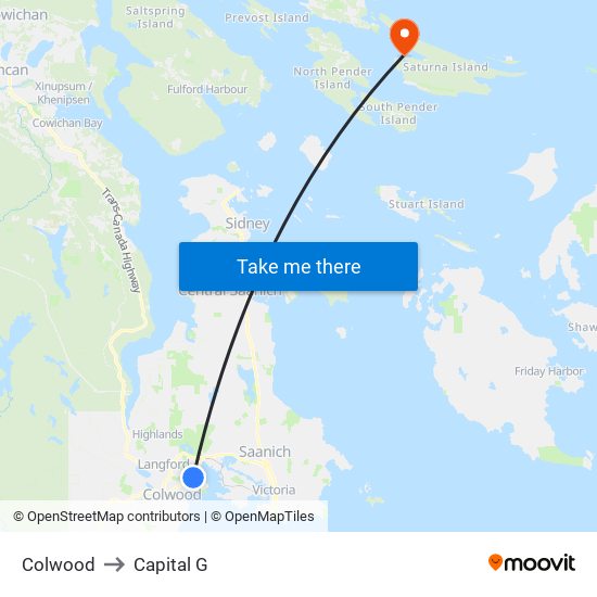 Colwood to Capital G map