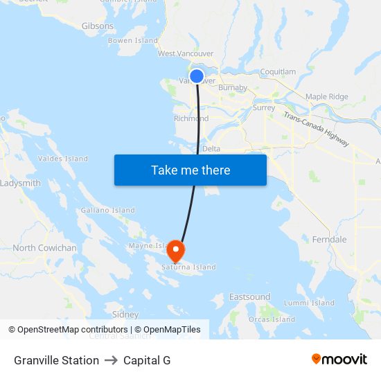 Granville Station to Capital G map
