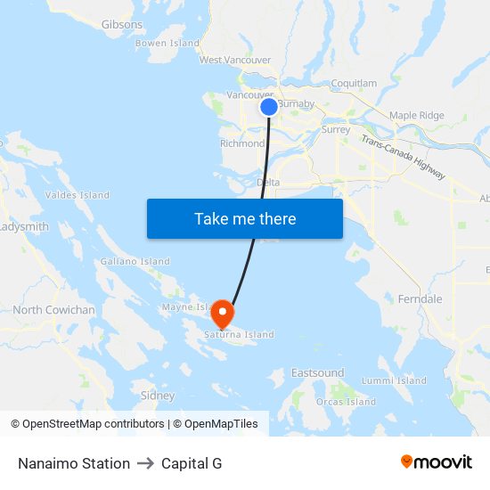 Nanaimo Station to Capital G map