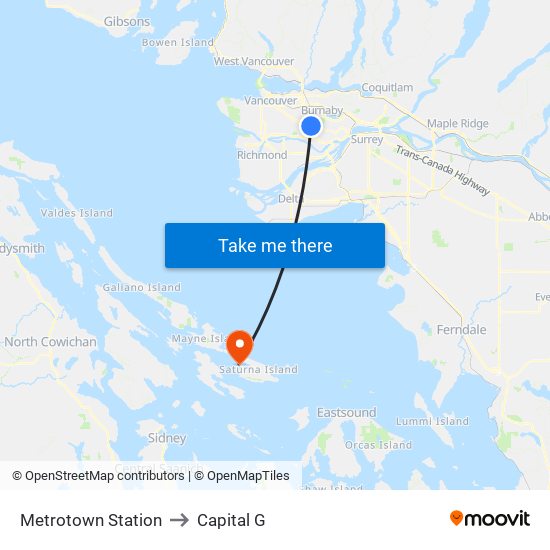 Metrotown Station to Capital G map