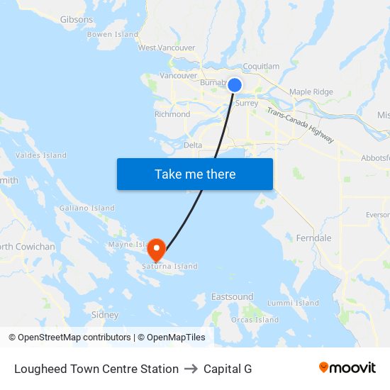 Lougheed Town Centre Station to Capital G map