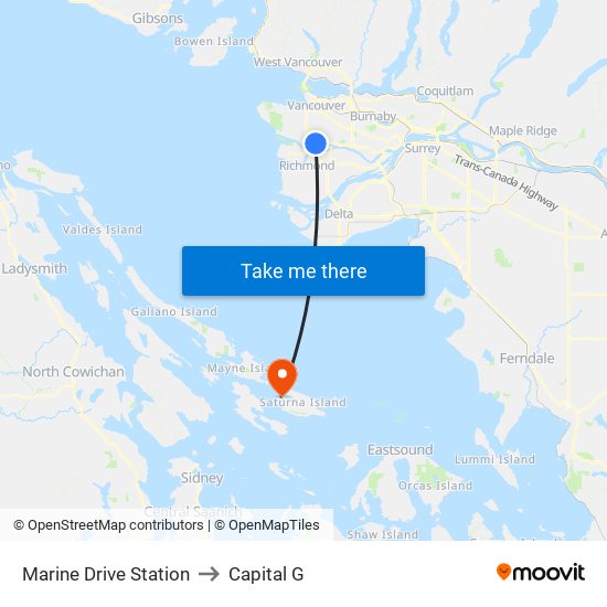 Marine Drive Station to Capital G map