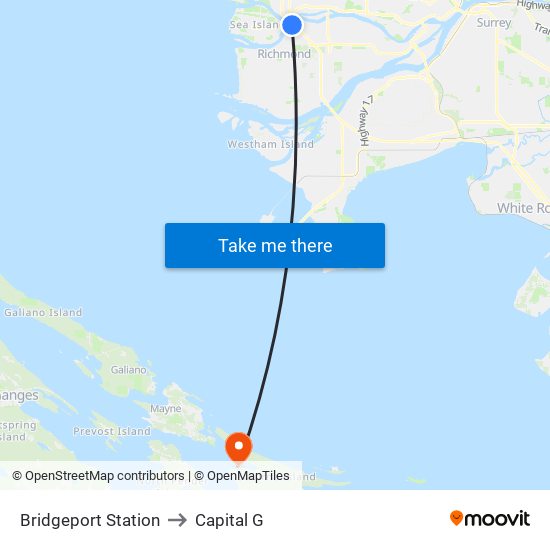 Bridgeport Station to Capital G map